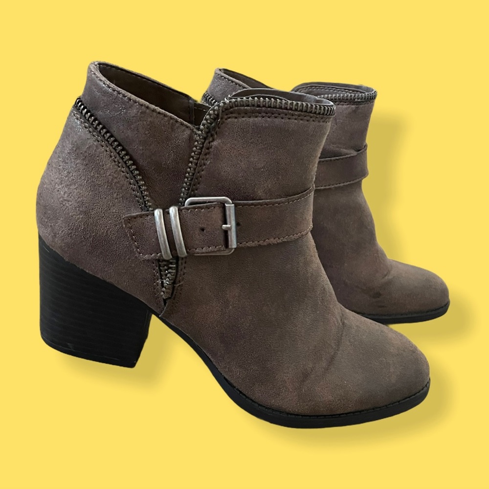 Brown Buckle Booties